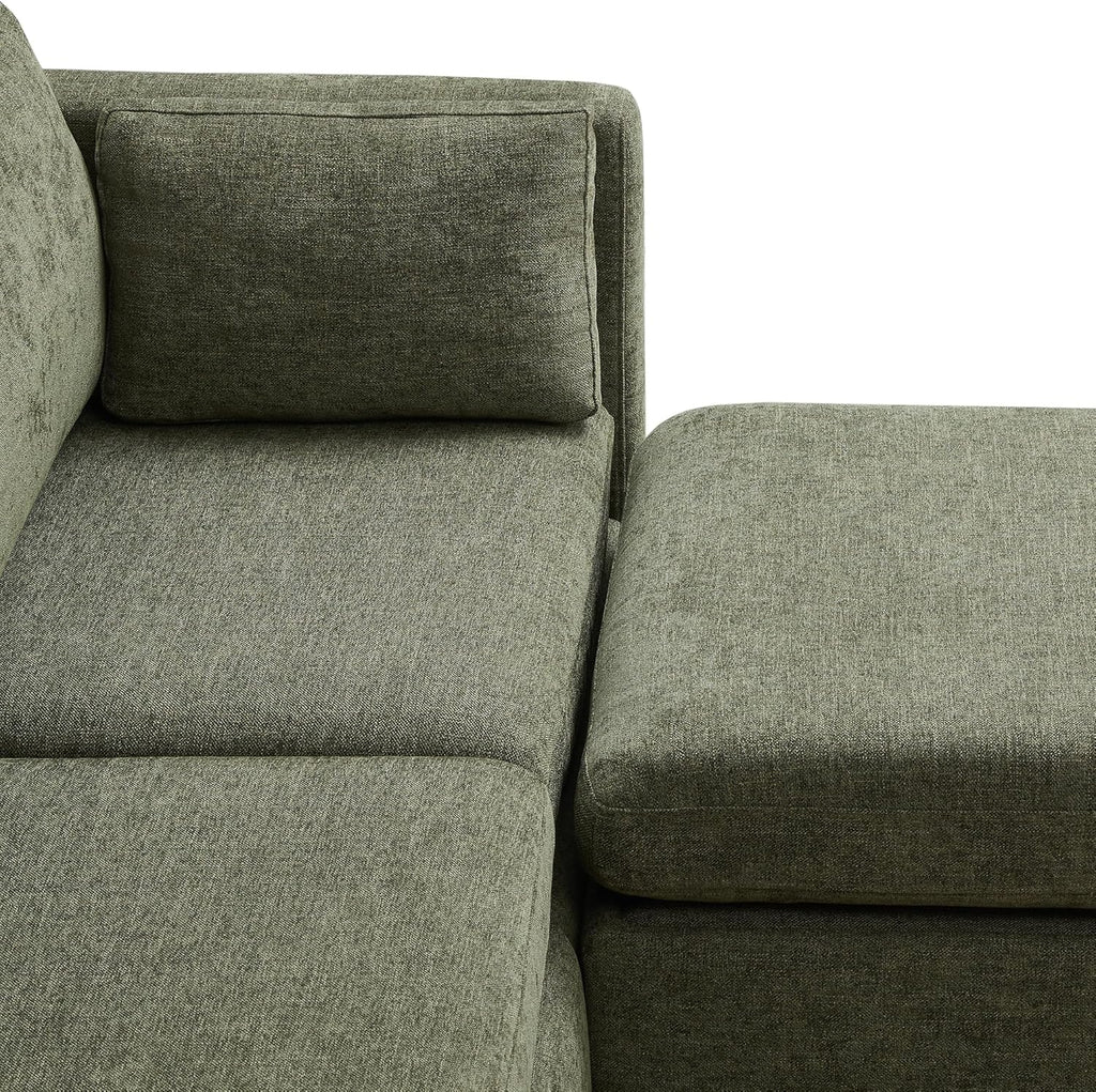 CHITA Modular Sectional Sofa, FSC Certified L Shaped Couch with Reversible Chaise, Modular Sectional Couch for Small Space, 78 Inch Width, 3 Seat Modular Sofa with Storage Ottoman, Moss Green